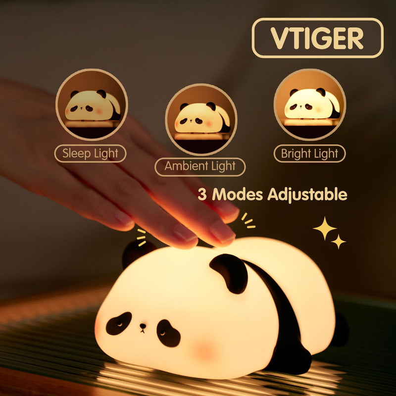 [Australia] - Panda Night Light, LED Squishy Cute Lamp, Night Light for Kids, Silicone Panda Light, Dimmable Girls Baby Bedroom Nightlight, Rechargeable Touch Lamp for Breastfeeding Nursery Decor 