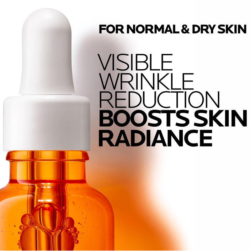 La Roche-Posay Pure 12% Vitamin C Serum for Face with Hyaluronic Acid & Salicylic Acid, Hydrating Face Serum, Boost Radiance & Reduce Wrinkles, 2 Formulas for Normal or Oily Skin Control 1.01 Fl Oz (Pack of 1)