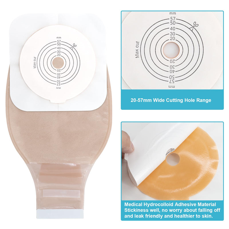 [Australia] - 21PCS Ostomy Bags,Colostomy Supplies,Two Piece Drainable Ostomy Pouch for Ileostomy Stoma Care, Cut-to-Fit (15pcs Bags+6pcs Barrier) 15+6pcs Two-piece Ostomy Bag 