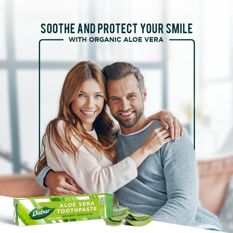 [Australia] - Dabur Herbal Toothpaste - Oral Care with All Natural, Fluoride-Free Formula and Healthy Toothpaste Bliss- Infused Brilliance for a Naturally Fresh Breath - Aloe Vera 100ml (Pack of 3) 1.13 Fl Oz (Pack of 3) 