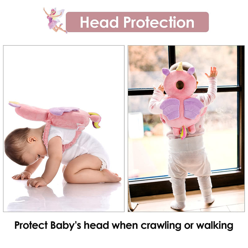 [Australia] - Baby Head Protector Pad Safety Pad for Walking & Crawling, Toddlers Head Safety Adjustable Back-Pack,Pink Unicorn (US) Pink Unicorn 