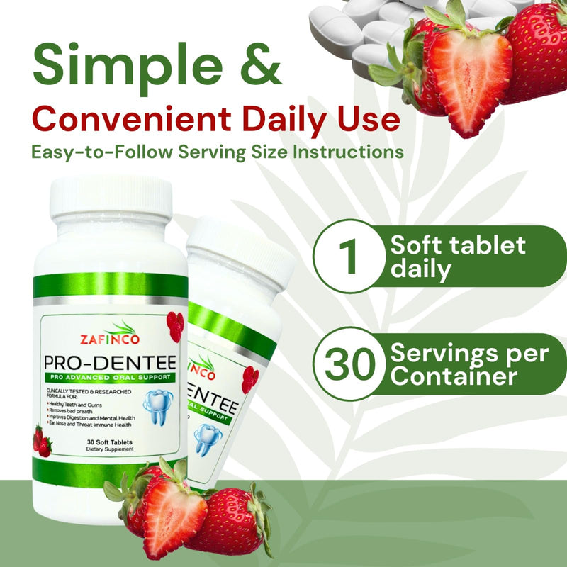 [Australia] - ZAFINCO-PRODENTEE Teeth & Gums Health. Advanced 3.5 Billion CFU Oral/Dental Probiotics for Reduce Mouth Bad Breath,Ear,Nose and Throat Health-Mint Flavored Soft Chewable Tablet, 30 Count-Made in USA 1 