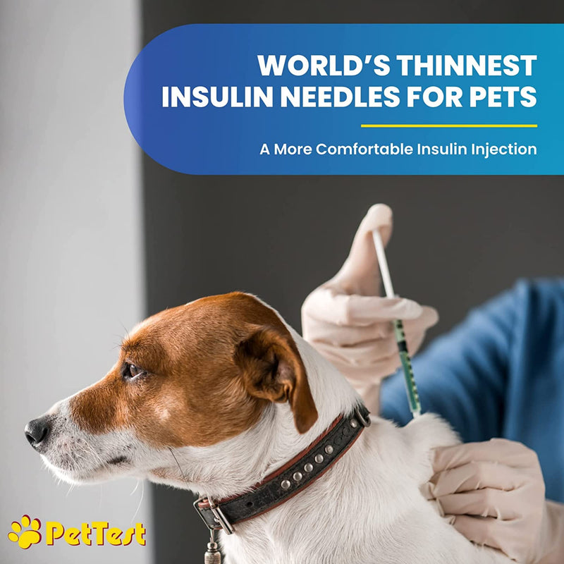 [Australia] - PetTest U-40 Pet Insulin Syringes With Needles - Comfortable Thin 31 Gauge Needles - For Cats & Dogs - Pets Diabetic Supplies - 100 Pack - Thinnest 31G, 5/16" long needle, 1/2cc (0.5cc) Volume 31 Gauge, 0.5 cc 