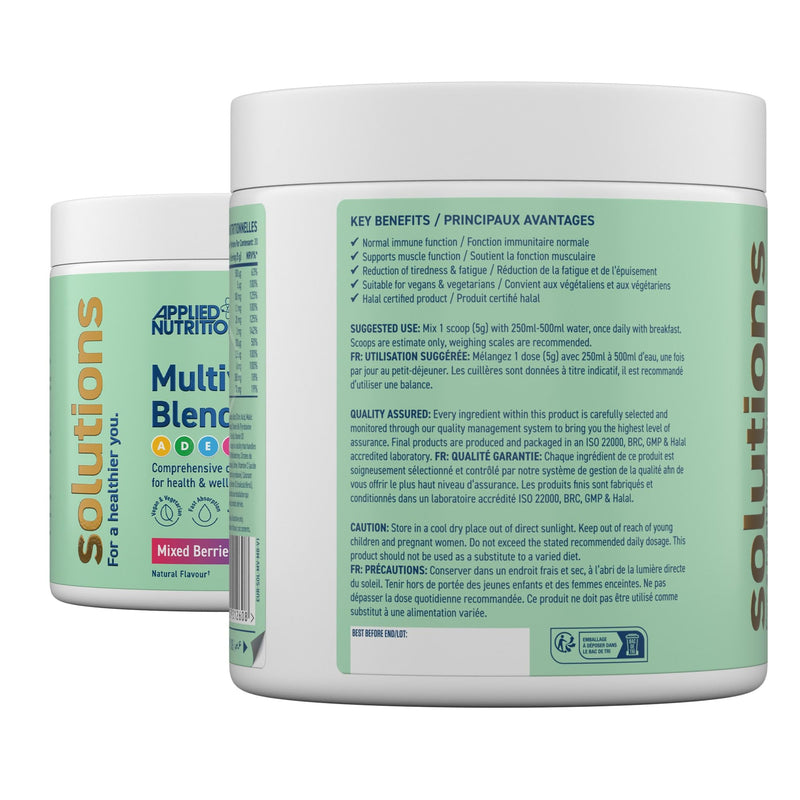 Applied Nutrition Solutions Multivitamin Powder - Daily Multivitamin Drink with Essential Vitamins & Minerals, Energy Immune & Wellness Support Zero Sugar (150g - 30 Servings) (Mixed Berries) Mixed Berries 150 g (Pack of 1)