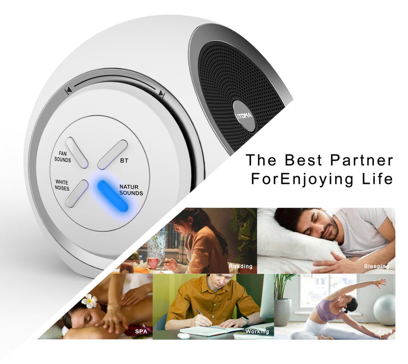 [Australia] - White Noise Machine, White Noise Sound Machine with 30 Soothing Sound Options including Fan, Natural White Noise, Sleep Timer, Bluetooth, Adjustable Volume for Adults 318 