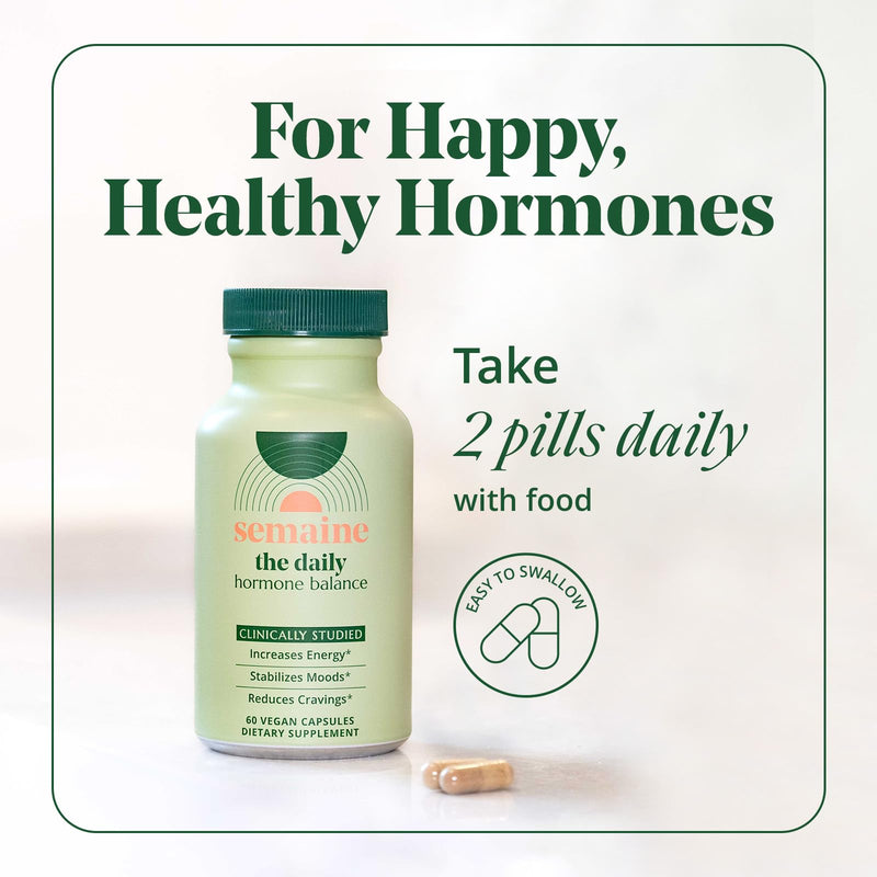 [Australia] - Semaine Daily Hormone Balance ‚Äì Clearer Skin, Enhanced Moods, Deeper Sleep & Happier Hormones. Hormone-Free, Vegan Capsule, Multi-Symptom Support (60 ct) 