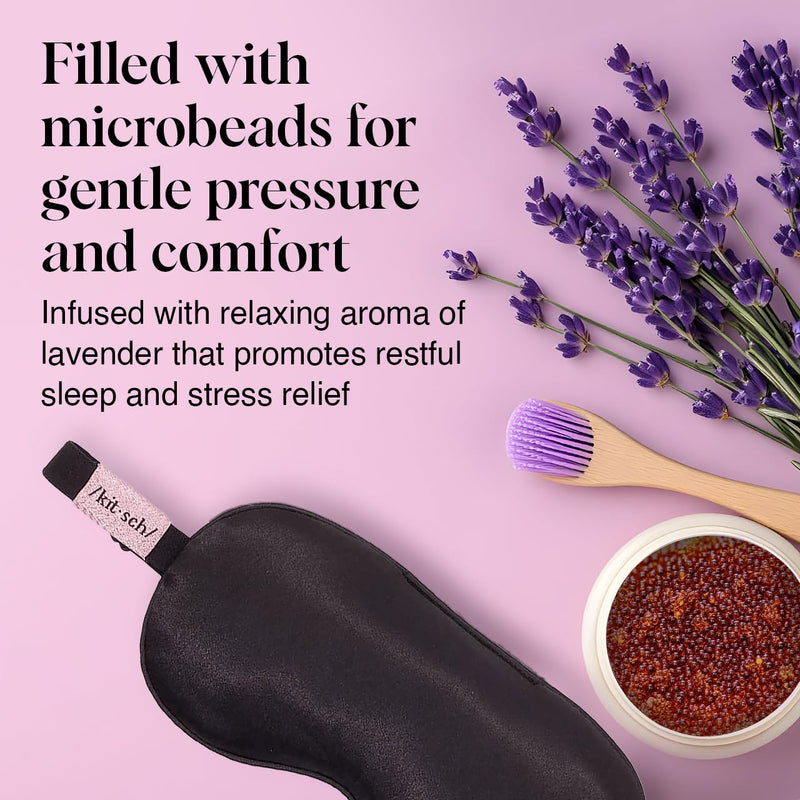 [Australia] - Kitsch Weighted Satin Sleep Mask - Weighted Eye Mask for Sleeping and Travel - Lavender Sleeping Mask for Women and Men - Light Blocking, Adjustable Strap, Ultra-Soft (4.1oz/116g) 