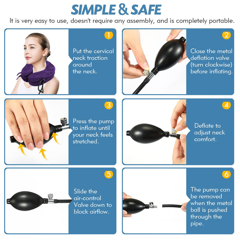 [Australia] - Neck Stretcher, Cervical Traction Device, Neck Traction Device, Neck Pain Relief, Adjustable Inflatable Neck Brace & Neck Stretcher Cervical Traction, Neck Decompression Home Use (Purple) Purple 