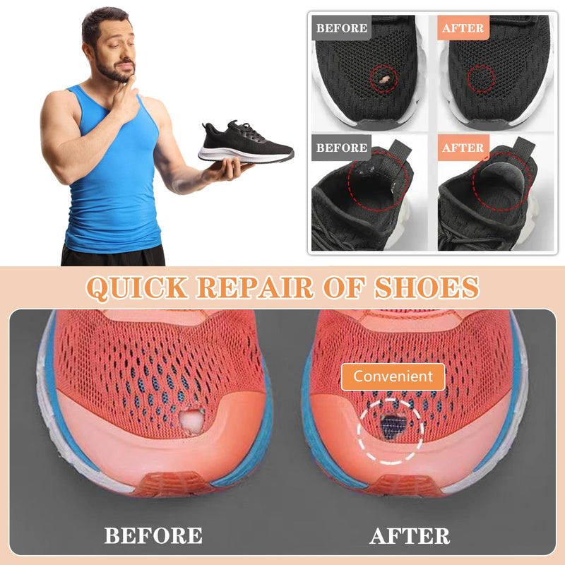 [Australia] - Self-adhesive repair patches, pack of 6 shoe heel repair shoe hole repair patch round self-adhesive heel patch self-adhesive shoe heel protection for sports shoes, fabric shoes (black). 