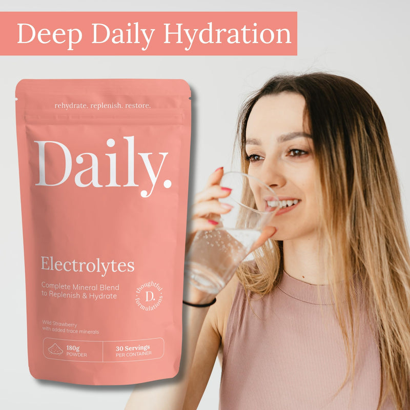 Daily Low Sodium Electrolytes Powder | Wild Strawberry | 1000mg Potassium + Magnesium + Celtic Sea Salt | Sugar-Free Keto Electrolyte Drink | Vegan Hydration Supplement for Energy, Focus & Recovery