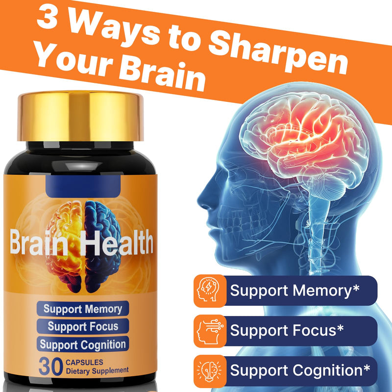 Brain Supplement for Memory and Focus, with NAD+ GPC Folate & Vitamin B12 | Brain Health Nutrition for Daily Cognitive & Brain Wellness, Mental Clarity Support, Improves Concentration 30 Capsules