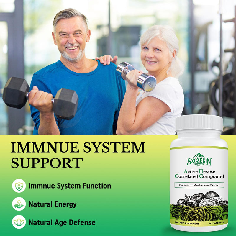 [Australia] - Active Hexose Correlated Compound 1500 mg Supplement, Natural 8 Mushroom Extract Supplement, Immune System, Liver Function, Natural Killer and T Cells Activity, 90 Veggie Capsules 90 Count (Pack of 1) 