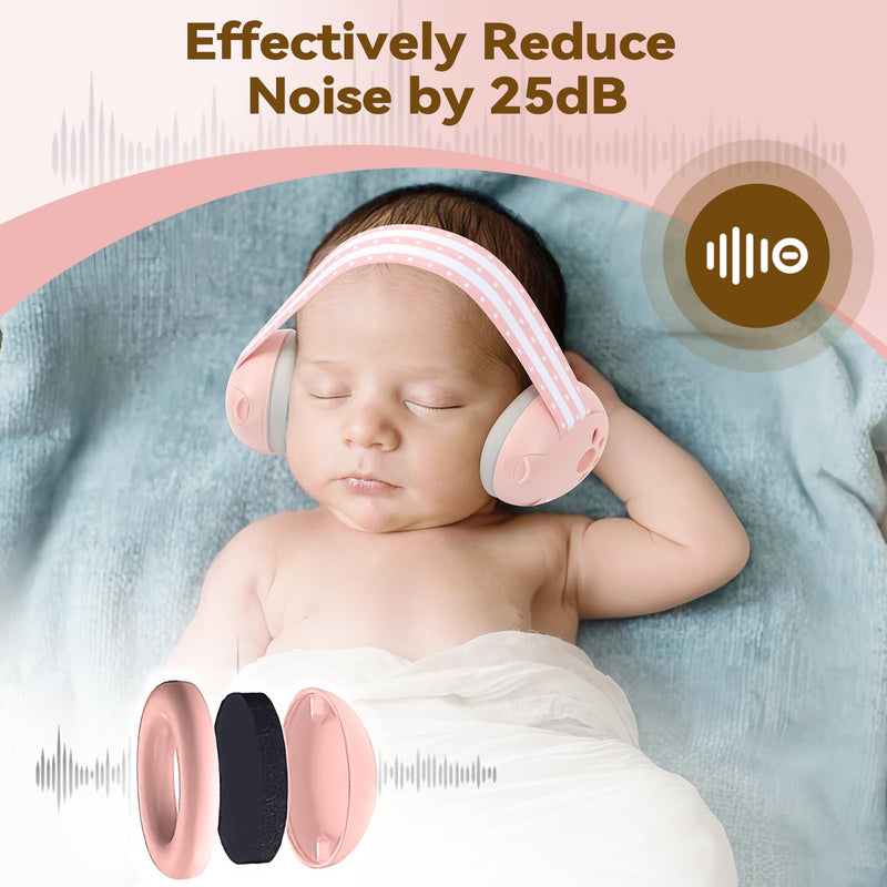 [Australia] - Baby Ear Muffs Noise Protection, 2-In-1 Baby Noise Cancelling Headphones for 0-48 Months Infants Toddlers, Travel Essentials for Airplane Fireworks Sleeping Pink 