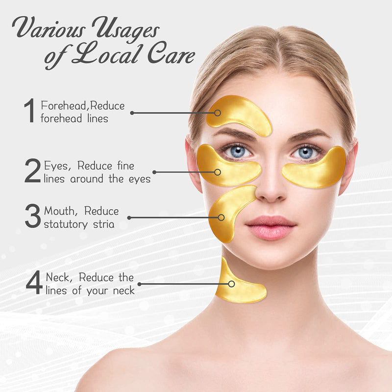 [Australia] - Permotary 30 Pairs 24K Gold Gel Crystal Collagen Eye Pads,Under Eye Mask for Moisturizing,Fine Lines,Dark Circles& Puffy Eyes Under Eye Patches,Gold yellow gold 