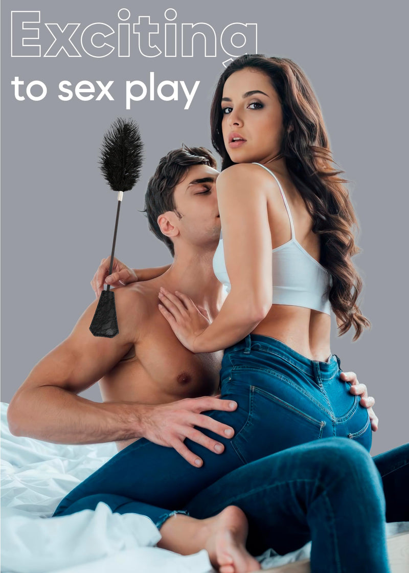 [Australia] - Feather Tickler for Play Faux Feather Tickler Cosplay Show Tickler Crop French Tickler Black 