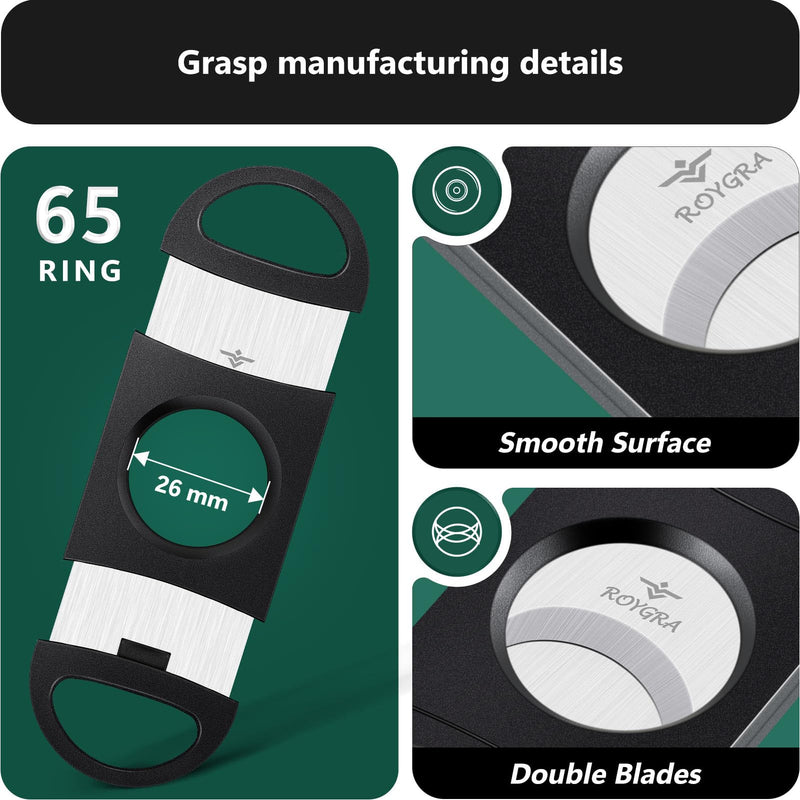[Australia] - roygra Cigar Cutter, Enlarge 65 Ring Fit Almost Cigar Sizes, Guillotine Double Blade - 10 Pack 