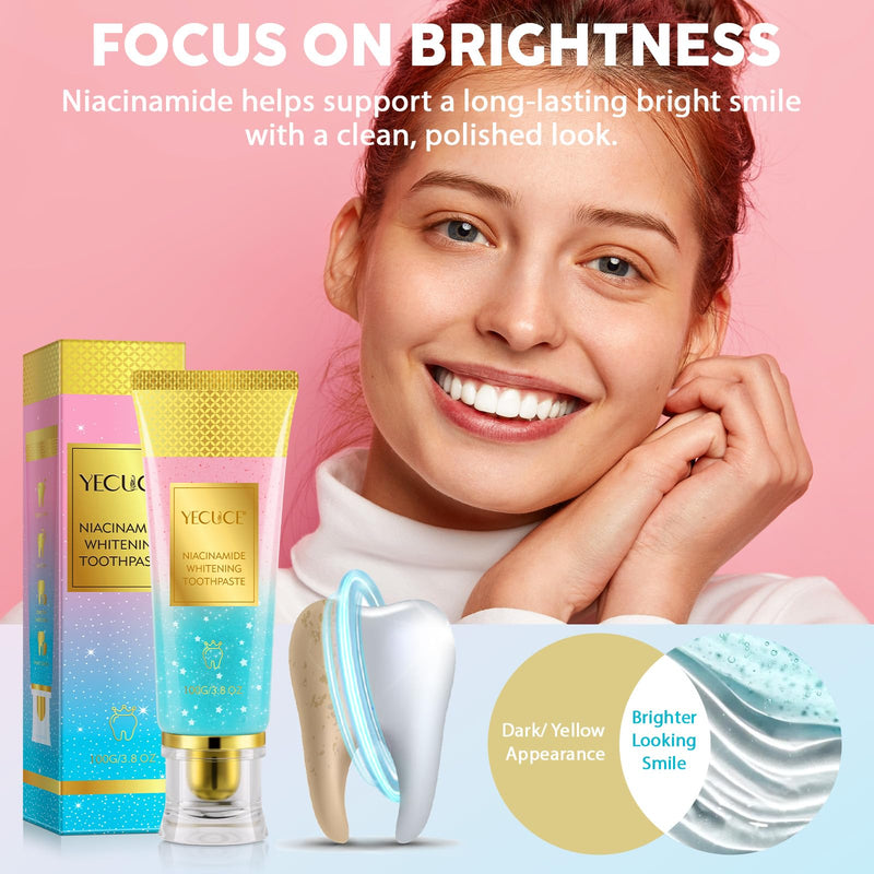 [Australia] - Niacinamide Whitening Toothpaste 2 Pack, Niacinamide Toothpaste, Freshening Breath & Deep Gentle Cleaning, 3.8Oz 3.8 Ounce (Pack of 2) 
