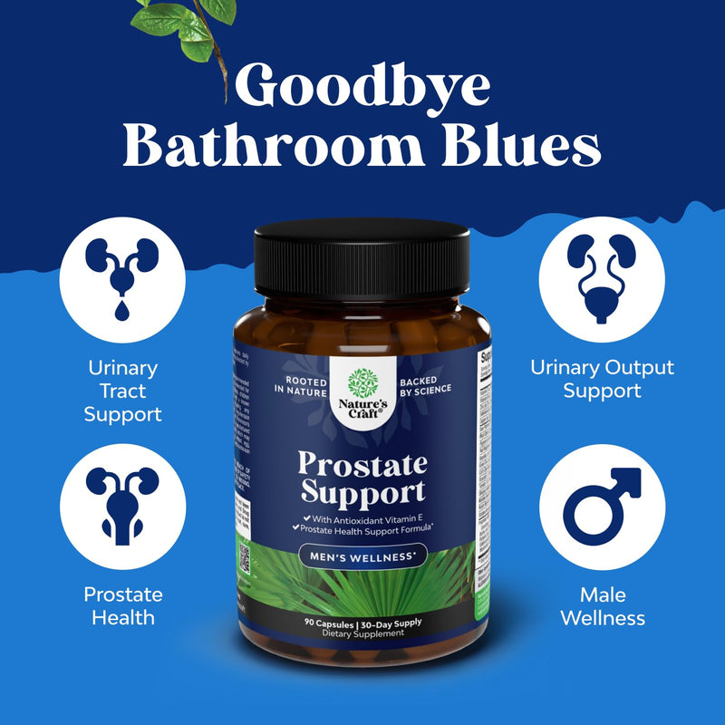 [Australia] - Herbal Prostate Supplement for Men - Potent Pygeum and Saw Palmetto Extract with Beta Sitosterol & Green Tea for Urinary Tract Support - Male Health Blend for Frequent Urination - 90 Capsules 90 Count (Pack of 1) 
