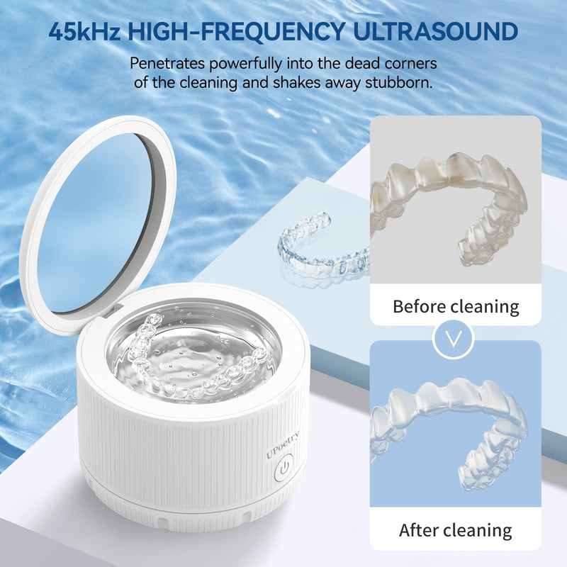 [Australia] - Retainer Cleaner Machine - Ultrasonic Retainer Cleaner, Dental Cleaning Pod for Braces, Dentures, Pacifiers, Mouth Guards, Jewelry & Toothbrush Heads, 150ml Portable Cleaning Machine 