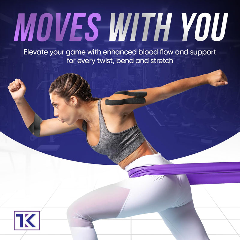 [Australia] - Pro Athletic Sports Kinesiology Tape - Waterproof Breathable Body Elastic Sports Tape for Shoulder, Knee Pain Relief, Ankle Running Tennis Physio Tape Support for Muscle, 2 inchesx16.4 ft Roll 2 Pack 