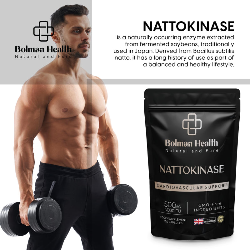 Nattokinase 500mg | 4000 FU per Capsule | 120 Capsules | Nattokinase Enzyme Supplement (from Soy) | Supports Circulation & Cardiovascular Function | Vegan HPMC Capsules | Non-GMO 120 count (Pack of 1)