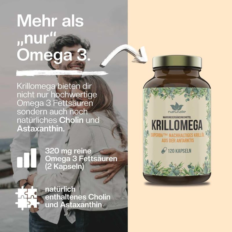 [Australia] - naturalie® - Krill oil capsules | SUPERBA™ BOOST | Antarctic krill from MSC-certified and sustainable catch | laboratory-tested brand quality | 120 capsules in brown glass 