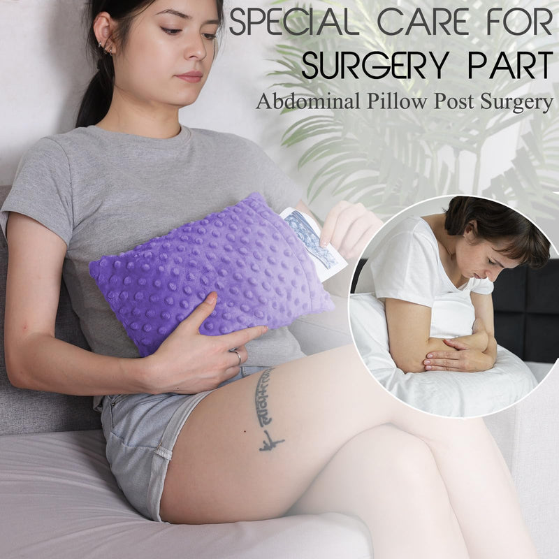 [Australia] - Abdominal Surgery Pillow with Pocket, Hysterectomy Pillow, Lumpectomy Recovery Pillow for Women, Small Pillow for Travel (Purple) Purple 