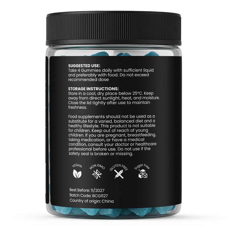 Creatine Gummies 5000mg Creatine monohydrate with 1000mg L-Taurine & 200mcg Vitamin B12 per Serving. (1 Month Supply). Vegan, Sugar-Free Gym Support for Performance & Muscle Power. Blueberry 1 count (Pack of 120)