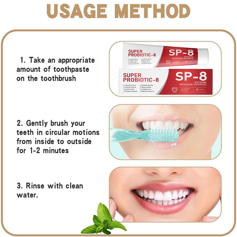 [Australia] - SP8 Probiotics Whitening Toothpaste, SP8 New Upgraded Fluoride-Free & Probiotic-Infused Formula, Ultra Fresh Mint for Deep Cleaning & Long-lasting Fresh Breath,4.23oz-2-Pack 