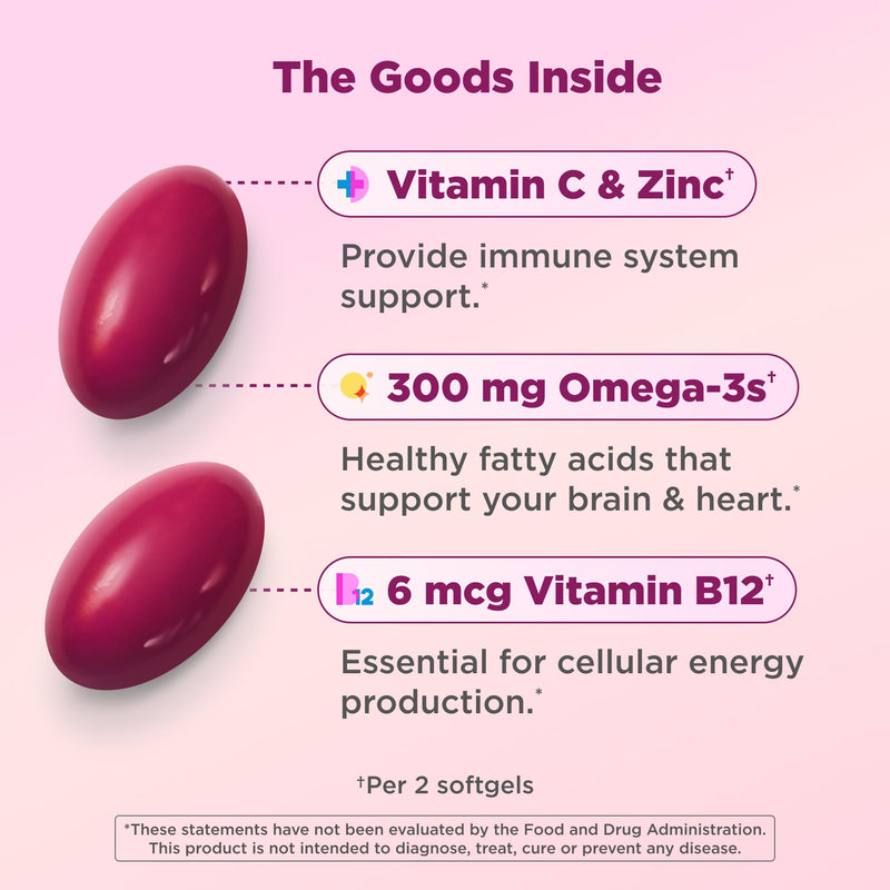 OLLY Ultra Strength Women's Multivitamin Softgels, Omega-3s - 60 Count 60 Count (Pack of 1)