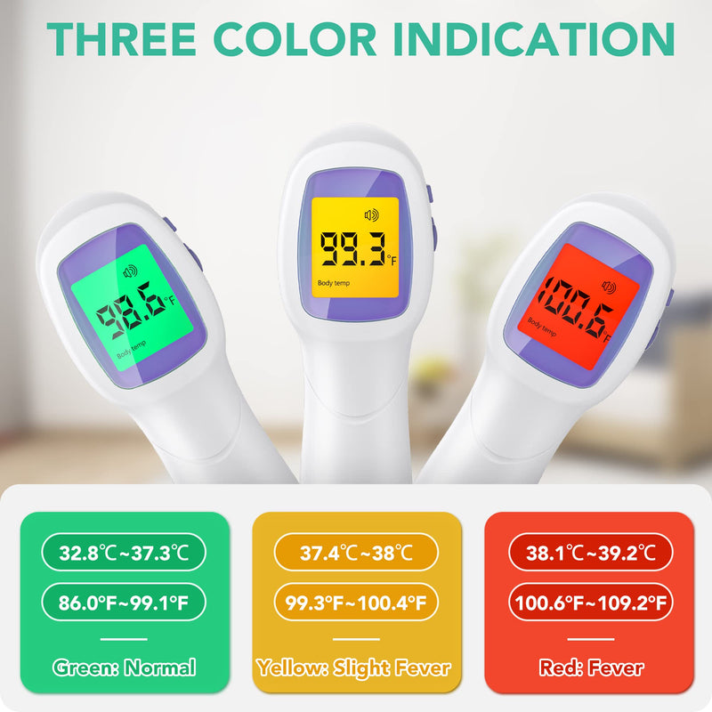 Thermometer for Adults and Kids Forehead Thermometer for Kids Digital Touchless Thermometer Infrared Forehead Thermometer with 3 in 1 LCD Display Fever Alarm and Memory Function