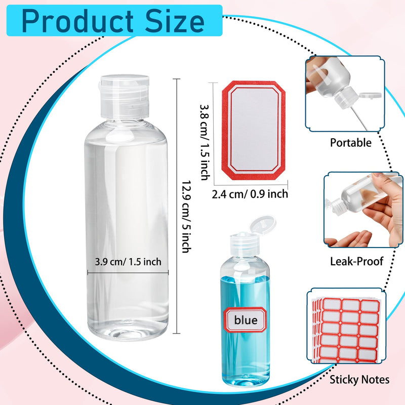 120 Pack 3.4 OZ 100 ml Travel Bottles with Flip Cap Leakproof Plastic Squeezable Empty Small Travel Containers with Labels 240 Pack for Toiletries Liquids Travel Essentials