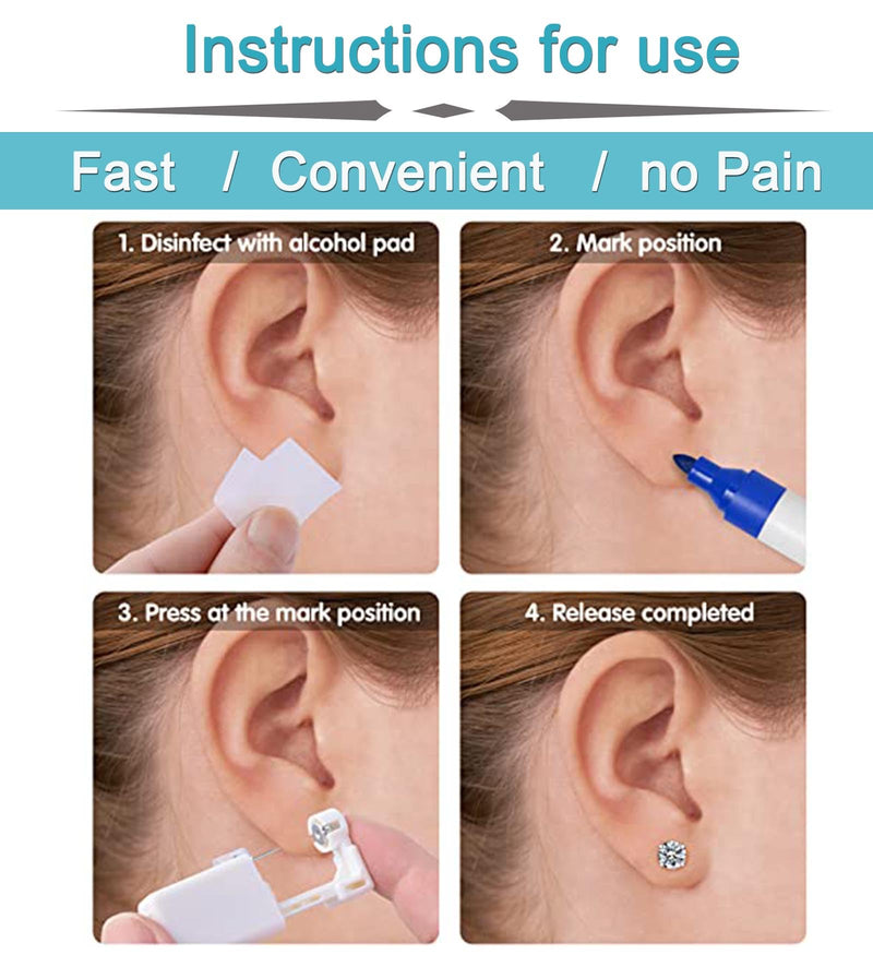 [Australia] - QWALIT Ear Piercing Kit Gold Ear Piercing Gun Kit Self Piercing Earrings Piercing Kit Disposable Earring Gun Piercing Kit with Earring Studs Self Ear Piercing Kit at Home Opal Earring Studs Flat Back A2-Gold opal 