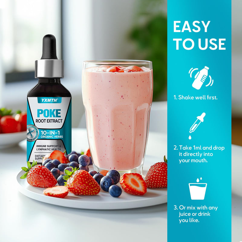 [Australia] - Organic Poke Root Tincture | 10-in-1 Alcohol-Free Liquid Extract (2 fl oz) - Vegan Supplement for Immune & Lymphatic System Support Organicpoke 