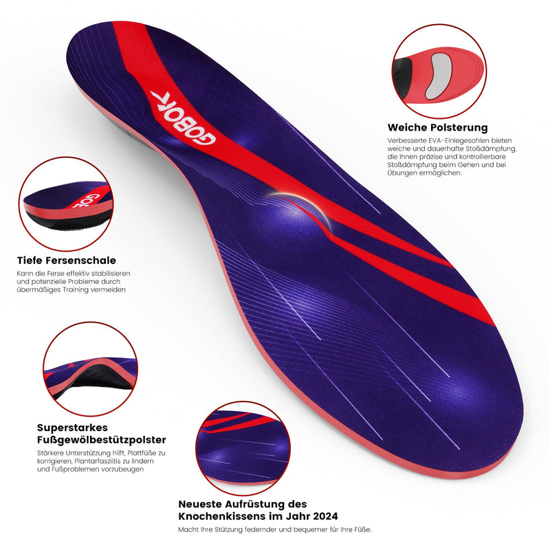 [Australia] - Orthopedic insoles for men and women, comfort work shoe insoles, orthopedic foot support for plantar fasciitis, flat feet, purple L purple L-EU44-46 (28-29.5cm) 