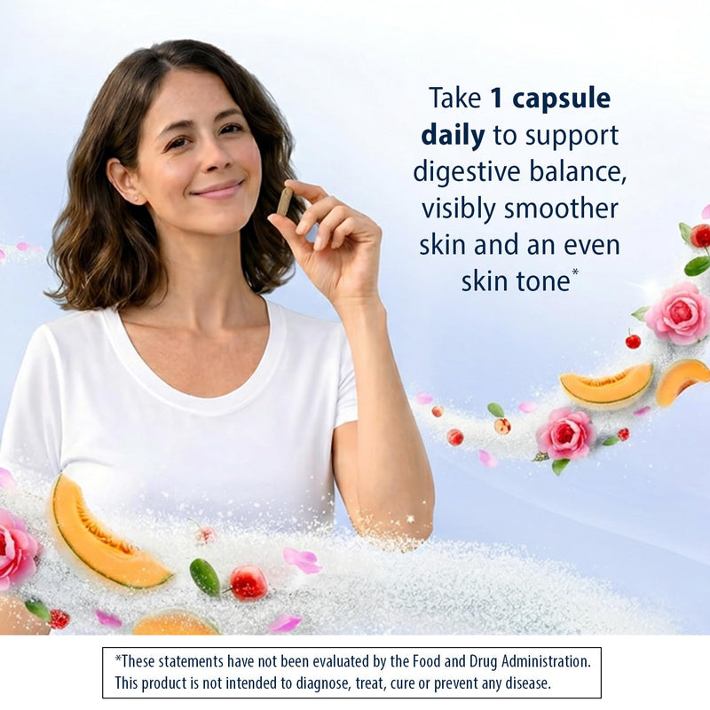 Florastor Digest + Skin Renew Probiotic, 30 Count | Supports Skin Care and Digestive Health with French Melon, Damask Rose Extract, Acerola Cherry & Vitamin C 30 Count (Pack of 1)