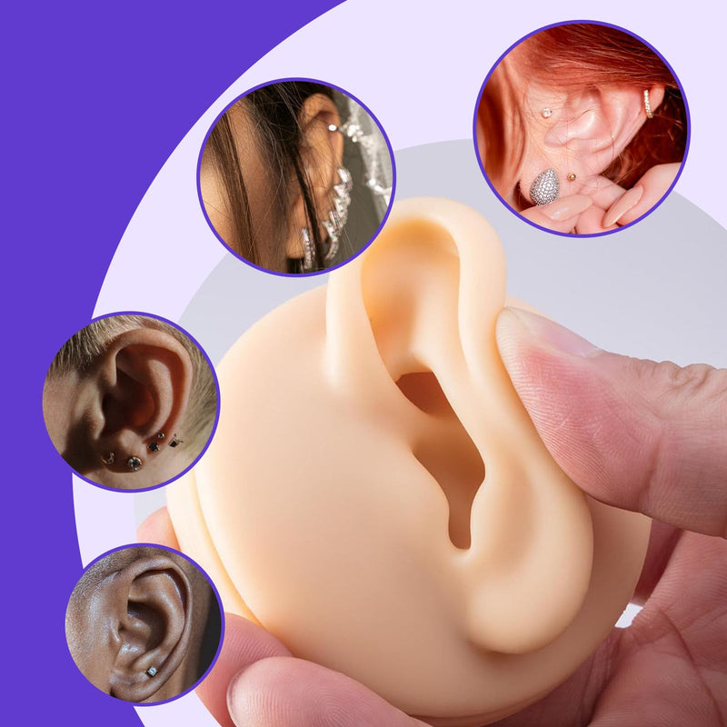 [Australia] - Silicone Model Body Part Displays Set- Usiriy 8Pcs Silicone Piercing Practice Kit with Model Display Holder Silicone Tongue Mouth Nose Eye Navel Ear Model for Piercing Practice and Jewelry Display 