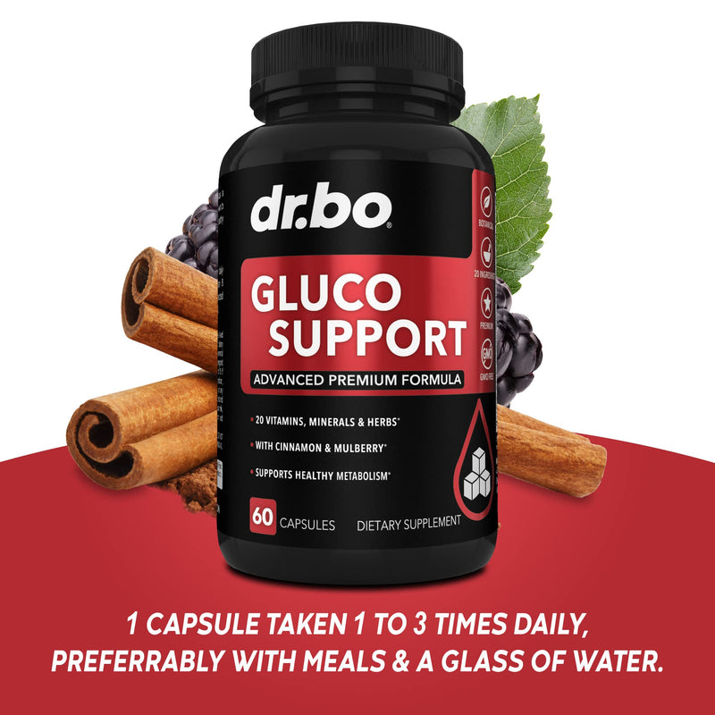 [Australia] - Gluco Support Supplement Capsules - Boost Metabolism Supplements, Vitamin Herbal Formula Pill - Ultra Balance Optimizer Vitamins, Chromium, Cinnamon, Bitter Melon Leaf, Gymnema, Vanadium - 60 Pills 