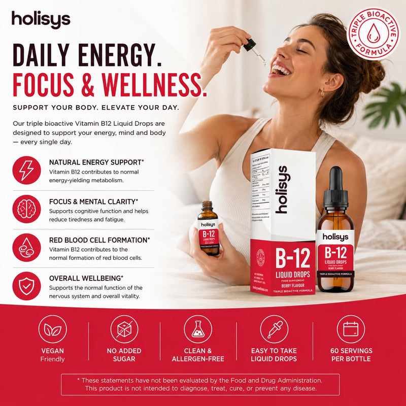 Vitamin B12 Drops – 60ml | High-Strength Methylcobalamin | Supports Energy, Mood & Nervous System | Alcohol-Free, Vegan, Berry Flavour