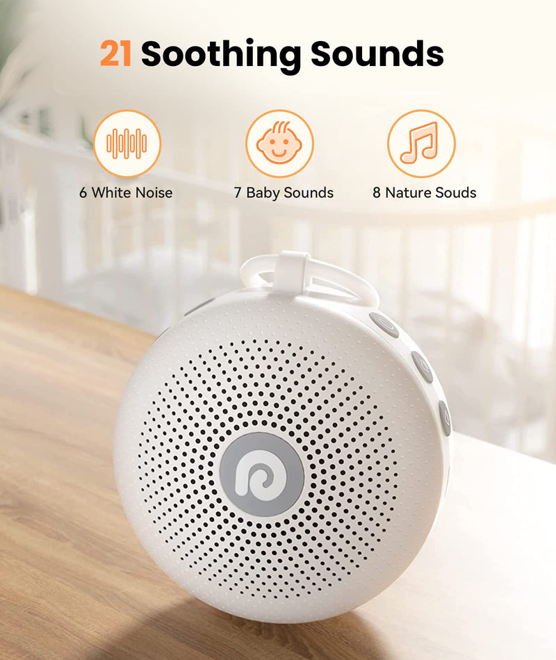 [Australia] - Dreamegg White Noise Machine - Portable Sound Machine for Baby Adult, Features Powerful Battery, 21 Soothing Sound, Noise Canceling for Office & Sleeping, Sound Therapy for Home, Travel, Registry Gift Classic White 