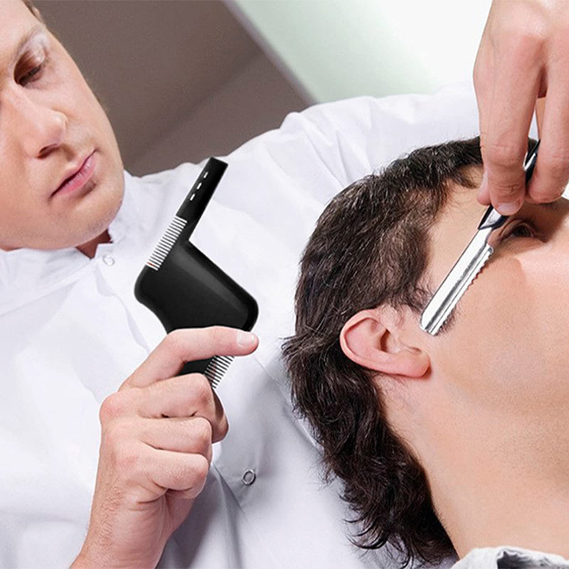 [Australia] - 1 piece black beard stencils, professional beard stencil, beard shapes for goatee, sideburns, neck, beard comb, styling tool, beard care. 