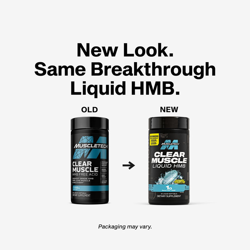 MuscleTech HMB Supplements 1000mg, Clear Muscle (42 Liquid Softgels) | Highest Grade HMB for Lean Muscle & Recovery, HMB Free Acid Muscle Supplement, Help Decrease Breakdown, Packaging May Vary 42 Count (Pack of 1)