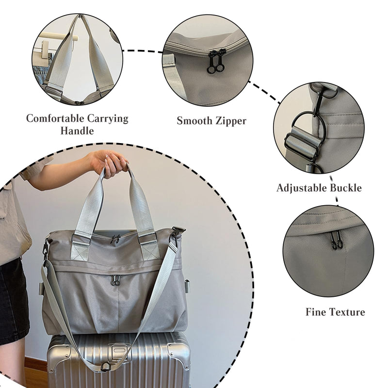 Sport Duffel Bag for Women Travel Duffel Bag Ultra-Light Weekend Shoulder Bag Overnight Bag Large Gym Tote Bag Hospital Bag Carry On Luggage Crossbody Bag for Sport Gym Travel Khaki