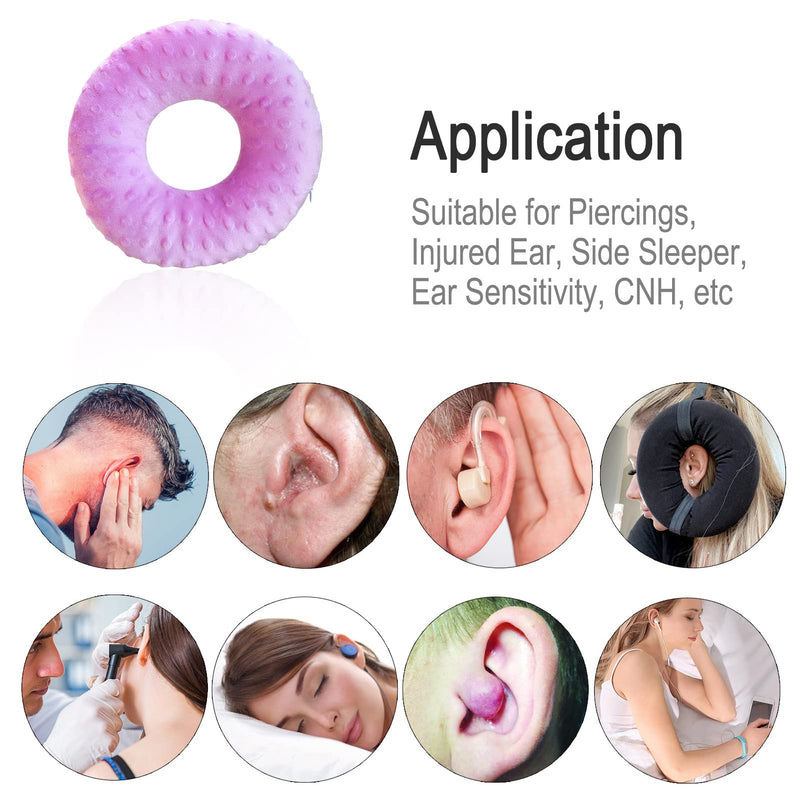 [Australia] - Piercing Pillow Ear Pillows Donut with Hole for Ear Pain CNH, Piercing, Pain Relief Sleeping, Pressure Sore, Side Sleepers, Headphones Minky Dot Lavender 