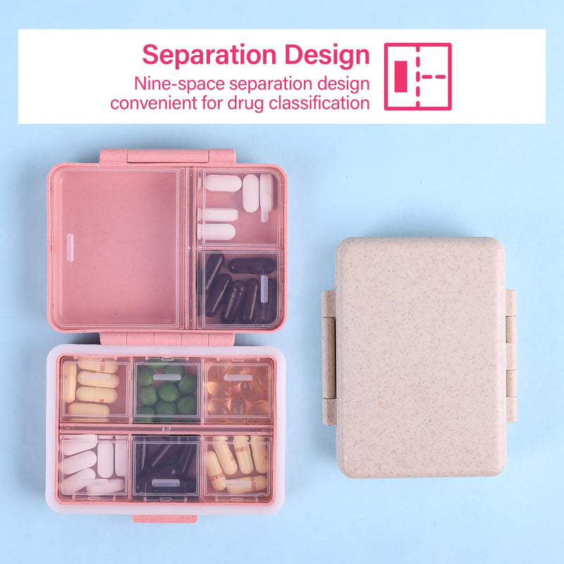 9 Compartment Pill Organizer,Waterproof Travel Medicine Case (Nevy Blue) | Large capacity compartments for vitamins, fish oils, and supplements. Portable pill box ideal for travel and daily use.