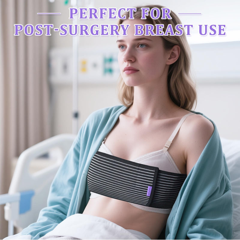 [Australia] - Abdomencare Breast Implant Stabilizer Band I Post Surgery Breast Band Chest Compression Wrap For Women I Breast Augmentation Band I Bra Breast Reduction Recovery Supplies For Healing I One Size (Black-XL) 