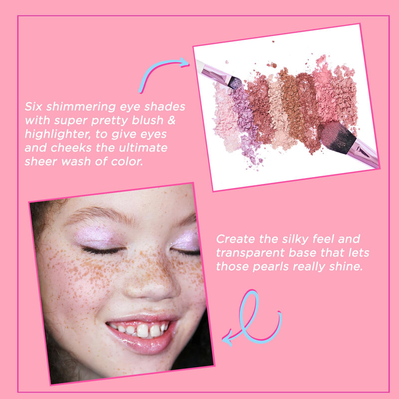 [Australia] - Petite ’N Pretty 9021 Glow! Eye & Cheek Makeup Palette & So Dreamy 10K Shine Lip Gloss Duo (First Freeze & Rosy Dreams) for Kids, Tweens and Teens, Makeup Palette of Blush, Eyeshadow, & Highlighter 