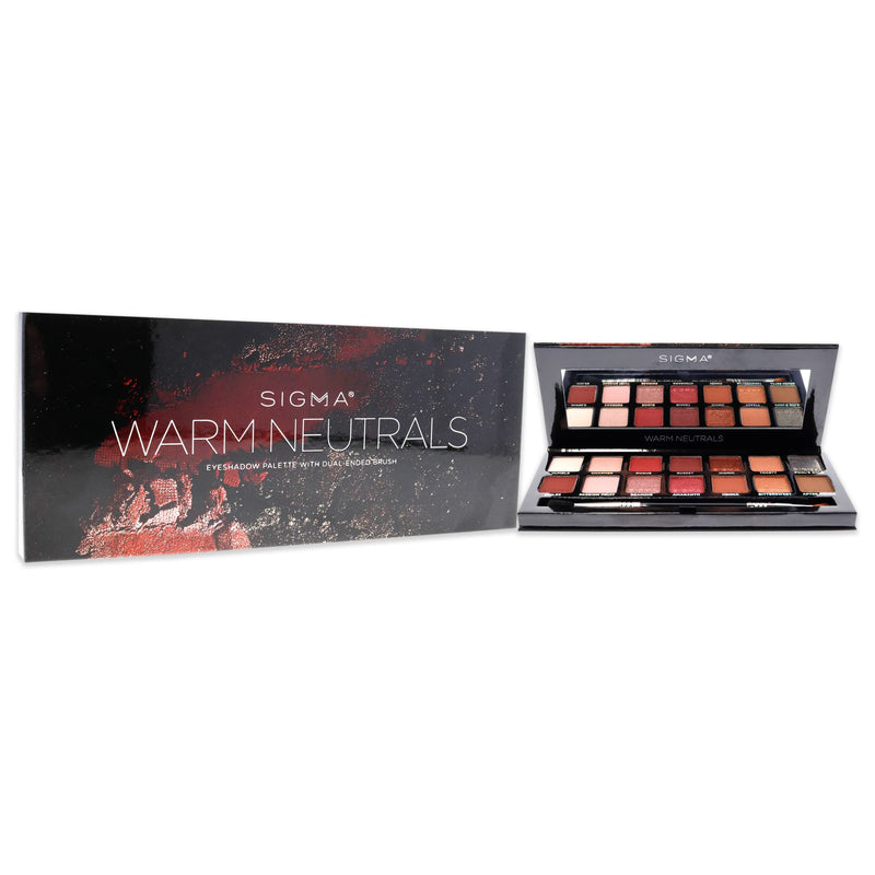 [Australia] - Sigma Beauty Warm Neutrals Eyeshadow Palette - 14 Warm Eyeshadow Shades in Matte, Shimmer and Metalic Finishes - Highly Pigmented Vegan Eye Makeup Palette - Clean Beauty Products 