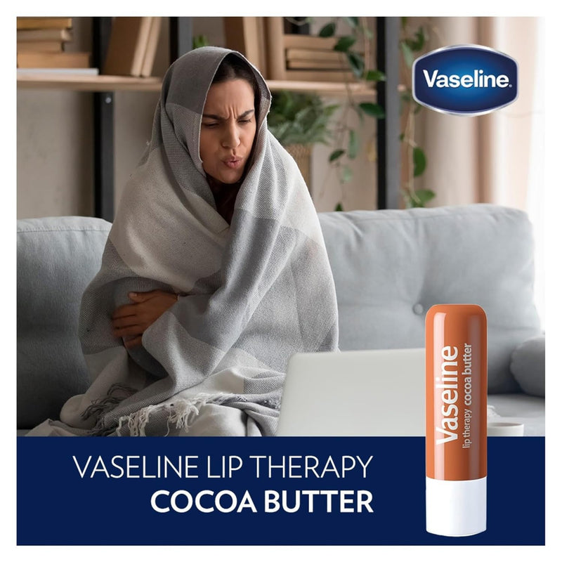 Vaseline Lip Therapy Variety 4-Pack – Cocoa Butter + Aloe Vera Moisturizing Lip Balm with Vitamin E, 0.16 Oz Ea Aloe Vera, Cocoa Butter 0.64 Ounce (4 Count, Pack of 1)