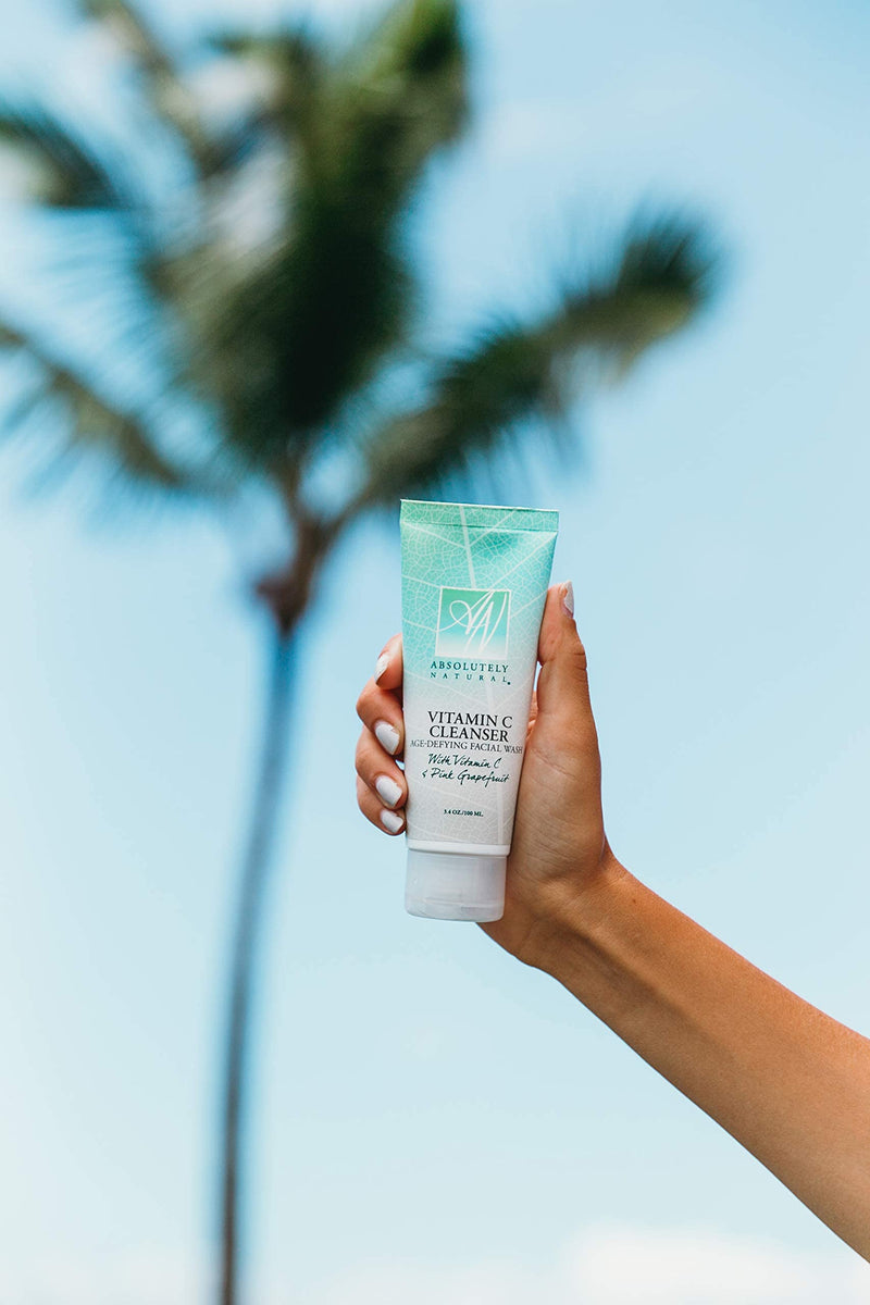 Absolutely Natural Vitamin C Cleanser - Anti Aging Face Wash for Clear Skin. Made with Aloe Vera, Coconut, & Grapefruit - Exfoliating Facial Cleanser